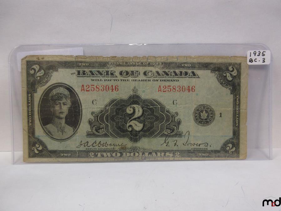 1935 Canadian 2 Dollar Bank Note (Rare)